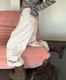 UNE MANSION | 【2026SS新作アイテム】 【UNE ORIGINAL】バックポケットレース刺繍ワイドデニムパンツ(その他パンツ)