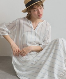 OMNES | コットンボイルストライプカフタンスキッパー半袖ワンピース(ワンピース)