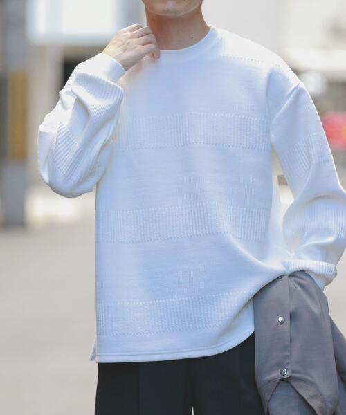 ITEMS URBANRESEARCH（アイテムズ アーバンリサーチ）の「ランダムピッチジャカードtops（スウェット・メンズ・ブルー系その他/ホワイト/ピンクベージュ/ブラック・LARGE/MEDIUM）」の7枚目の写真