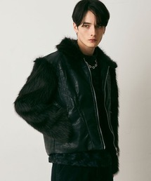 Shoowtime（ショウタイム）の「Fur Pattern Synthetic leather Blouson / ファーパターン合成皮革ショート丈ブルゾン（ブルゾン）」
