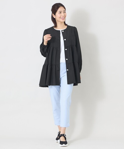 TO BE CHIC(トゥー ビー シック)の「サイドスリット リボンモチーフ パンツ(その他パンツ・レディース・ブラック/ブルー系その他2/ピンク系その他2・40/42)」の7枚目の写真
