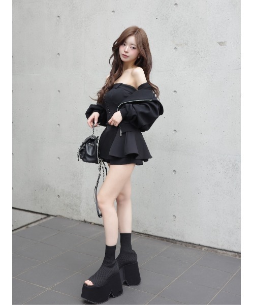 Darich(ダーリッチ)の「ストレッチニットメッシュブーサン(サンダル・レディース・アイボリー/ブラック・S/M/L/XL/XS)」の3枚目の写真