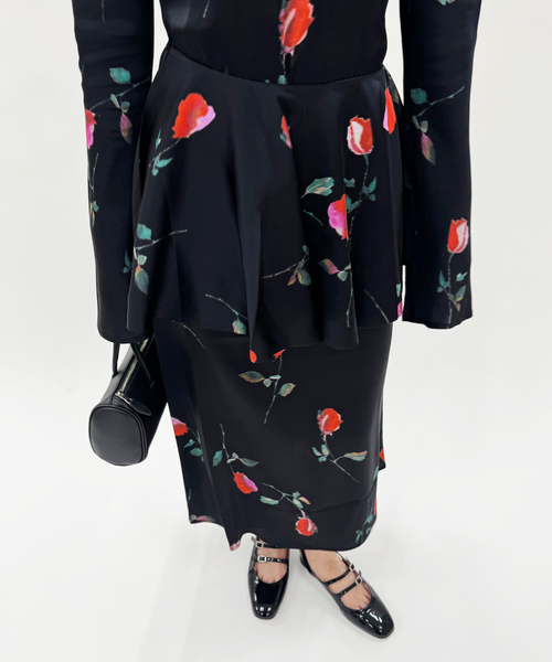 EDIT. FOR LULU（エディットフォールル）の「【GANNI/ガニー】Printed Stretch Satin Midi Dress（ワンピース・レディース・ブラック・FREE）」の5枚目の写真