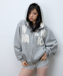 EEERRR（イイイ・アールアールアール）の「Weekend warrior waffle applique hoodie zip-up (Melange)（パーカー）」