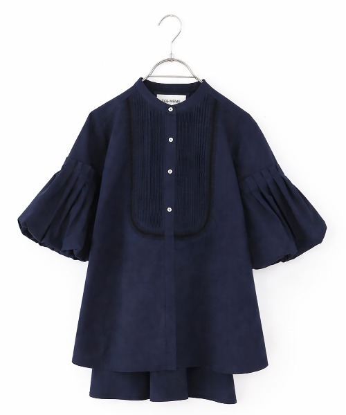 Marilyn Moon(マリリンムーン)の「balloon sleeve pintuck embroidery shirt(シャツ/ブラウス・レディース・サックスブルー/ネイビー/ホワイト・FREE)」の3枚目の写真