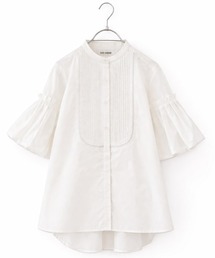 balloon sleeve pintuck embroidery shirt