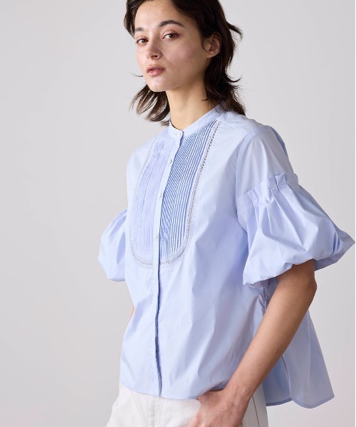 Marilyn Moon(マリリンムーン)の「balloon sleeve pintuck embroidery shirt(シャツ/ブラウス・レディース・サックスブルー/ネイビー/ホワイト・FREE)」の8枚目の写真