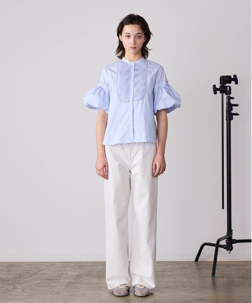 Marilyn Moon(マリリンムーン)の「balloon sleeve pintuck embroidery shirt(シャツ/ブラウス・レディース・サックスブルー/ネイビー/ホワイト・FREE)」の9枚目の写真