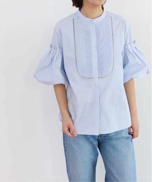 Marilyn Moon(マリリンムーン)の「balloon sleeve pintuck embroidery shirt(シャツ/ブラウス・レディース・サックスブルー/ネイビー/ホワイト・FREE)」の13枚目の写真