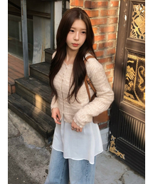 DALENA scasi mohair knit cardigan_BEIGE