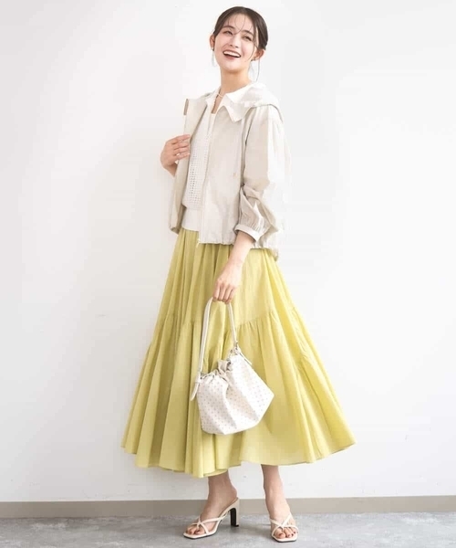 MK MICHEL KLEIN（エムケーミッシェルクラン）の「[洗える]レーシー柄編み衿付きニット（ニット/セーター・レディース・アイボリー/グリーン/ネイビー・38）」の10枚目の写真