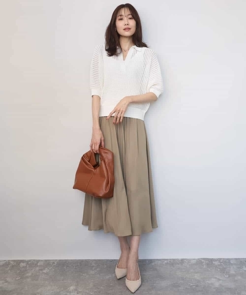 MK MICHEL KLEIN（エムケーミッシェルクラン）の「[洗える]レーシー柄編み衿付きニット（ニット/セーター・レディース・アイボリー/グリーン/ネイビー・38）」の11枚目の写真