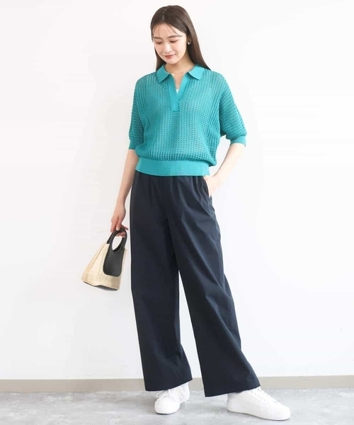MK MICHEL KLEIN（エムケーミッシェルクラン）の「[洗える]レーシー柄編み衿付きニット（ニット/セーター・レディース・アイボリー/グリーン/ネイビー・38）」の15枚目の写真