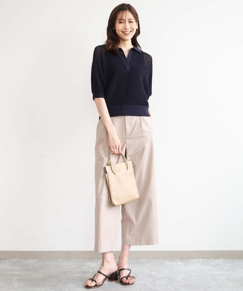 MK MICHEL KLEIN（エムケーミッシェルクラン）の「[洗える]レーシー柄編み衿付きニット（ニット/セーター・レディース・アイボリー/グリーン/ネイビー・38）」の18枚目の写真
