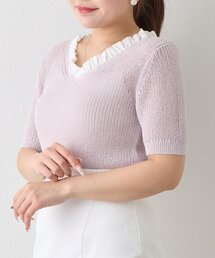 La boutique BonBon | 【大人っぽ映え】ペーパーヤーンフリルVネックニット(ニット/セーター)