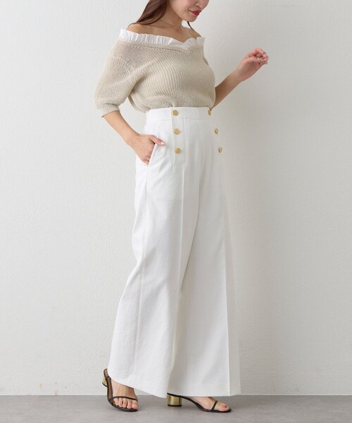 La boutique BonBon（ラブティックボンボン）の「【大人っぽ映え】ペーパーヤーンフリルVネックニット（ニット/セーター・レディース・グレイッシュベージュ/バイオレット/ライトベージュ・FREE）」の21枚目の写真