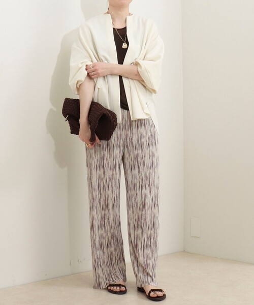 MICO COULIER（ミコクリエ）の「ウエスト絞りカットソー羽織（カーディガン/ボレロ・レディース・ネイビー/オフホワイト/ライトグレー・38）」の6枚目の写真