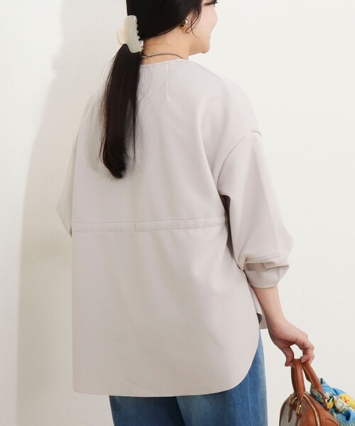 MICO COULIER（ミコクリエ）の「ウエスト絞りカットソー羽織（カーディガン/ボレロ・レディース・ネイビー/オフホワイト/ライトグレー・38）」の22枚目の写真