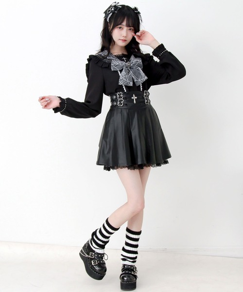 DearMyLove(ディアマイラブ)の「十字架クモレースセーラーフリル長袖ブラウス(シャツ/ブラウス・レディース・ブラック×ホワイト/ボルドー/パープル・3L/LARGE/MEDIUM)」の19枚目の写真
