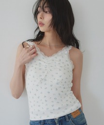 小花柄×レースの大人ガーリーキャミソール