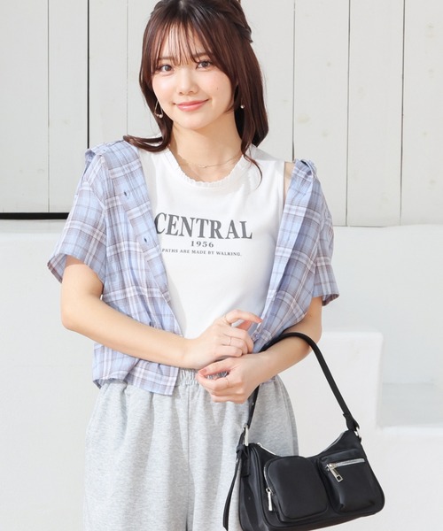Honeys(ハニーズ)の「フリル使いタンク(タンクトップ・レディース・イエロー/スミクロ/ホワイト/サックスブルー・L/M/S)」の8枚目の写真