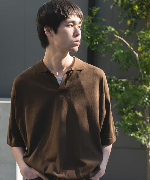 URBAN RESEARCH DOORS(アーバンリサーチドアーズ)の「『仁村紗和さん着用』『UR TECH』サマシェア スキッパーニット(ニット/セーター・メンズ・ブラック/ブラウン・LARGE/MEDIUM)」の14枚目の写真