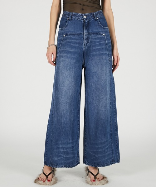 PRANK PROJECT(プランクプロジェクト)の「【2026Summer Pre-Order】テンセルデニムワイドパンツ / Tencel Denim Wide Pants(デニムパンツ・レディース・ブルー/ブラック・36/38)」の2枚目の写真