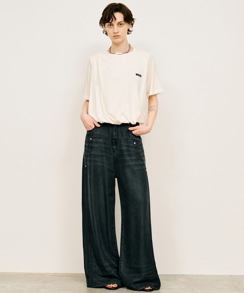 PRANK PROJECT(プランクプロジェクト)の「【2026Summer Pre-Order】テンセルデニムワイドパンツ / Tencel Denim Wide Pants(デニムパンツ・レディース・ブルー/ブラック・36/38)」の3枚目の写真