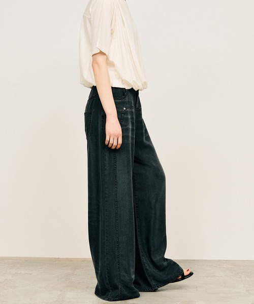 PRANK PROJECT(プランクプロジェクト)の「【2026Summer Pre-Order】テンセルデニムワイドパンツ / Tencel Denim Wide Pants(デニムパンツ・レディース・ブルー/ブラック・36/38)」の9枚目の写真