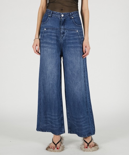 PRANK PROJECT(プランクプロジェクト)の「【2026Summer Pre-Order】テンセルデニムワイドパンツ / Tencel Denim Wide Pants(デニムパンツ・レディース・ブルー/ブラック・36/38)」の5枚目の写真