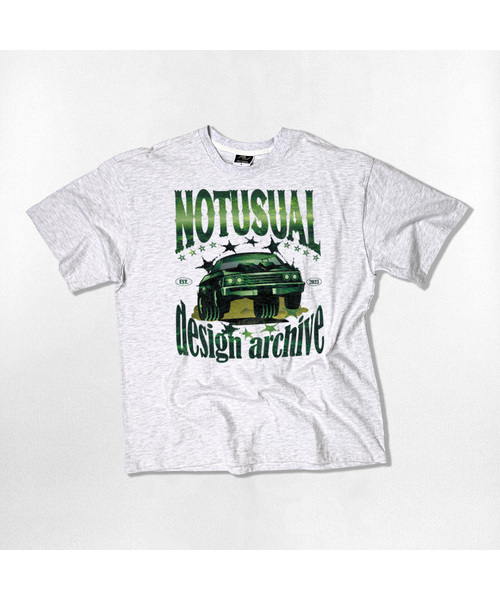 NOTUSUAL(ノットユージュアル)の「ディープグリーントラックオーバーサイズ半袖Tシャツ4カラー(Tシャツ/カットソー・レディース・ホワイト/ブラック/ネイビー/ホワイト×グレー・SMALL/MEDIUM/LARGE/X-LARGE)」の2枚目の写真