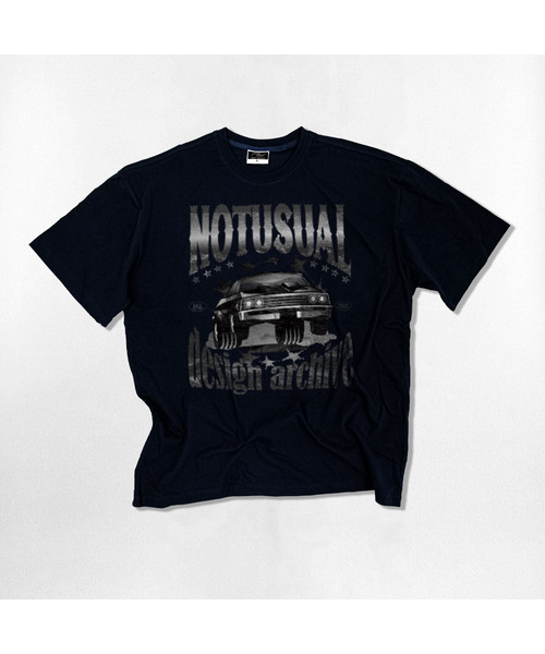 NOTUSUAL(ノットユージュアル)の「ディープグリーントラックオーバーサイズ半袖Tシャツ4カラー(Tシャツ/カットソー・レディース・ホワイト/ブラック/ネイビー/ホワイト×グレー・SMALL/MEDIUM/LARGE/X-LARGE)」の4枚目の写真