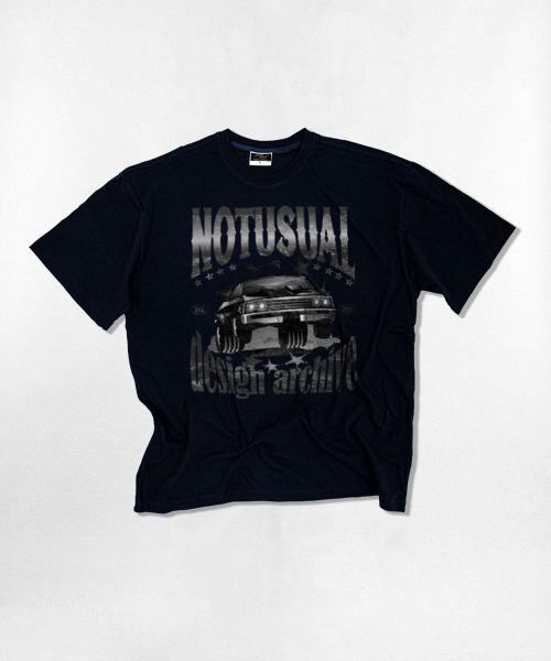 NOTUSUAL(ノットユージュアル)の「ディープグリーントラックオーバーサイズ半袖Tシャツ4カラー(Tシャツ/カットソー・レディース・ホワイト/ブラック/ネイビー/ホワイト×グレー・SMALL/MEDIUM/LARGE/X-LARGE)」の6枚目の写真