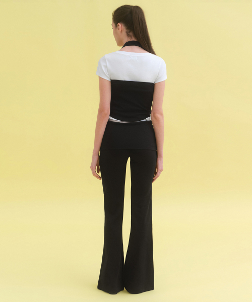 MUSINSA STANDARD WOMAN（ムシンサスタンダードウーマン）の「ウィメンズターンダウンフレアジャージパンツ[ブラック]（スラックス・レディース・その他・SMALL/MEDIUM/LARGE/X-SMALL）」の3枚目の写真