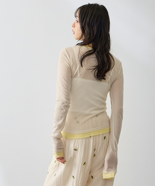 Anclear oui(アンクリアウィ)の「配色ヘンリーネックプルオーバー(Tシャツ/カットソー・レディース・PINK/Moca/Black/Beige・F)」の19枚目の写真