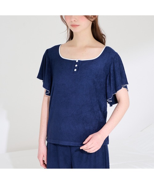 Francfranc（フランフラン）の「やわらか吸水タオル パジャマ ネイビー パジャマ 上下セット なめらか タオル生地（ルームウェア/パジャマ・レディース・ネイビー・FREE）」の2枚目の写真