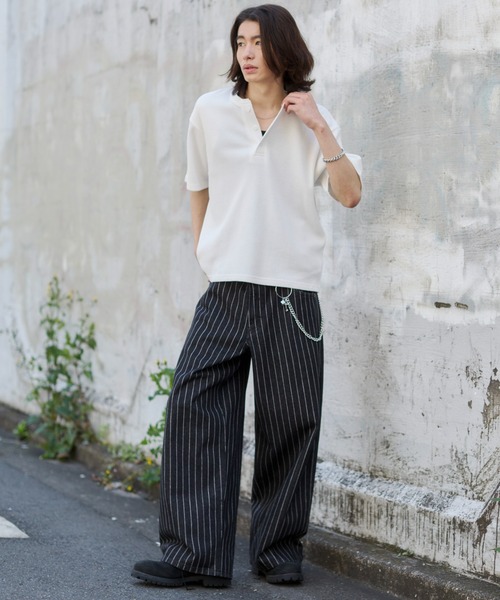 WEGO(ウィゴー)の「WEGO/【26年春夏新作】ワッフルヘンリーネックT(Tシャツ/カットソー・メンズ・ホワイト/ブラック系その他/ブラック・LARGE/MEDIUM)」の4枚目の写真