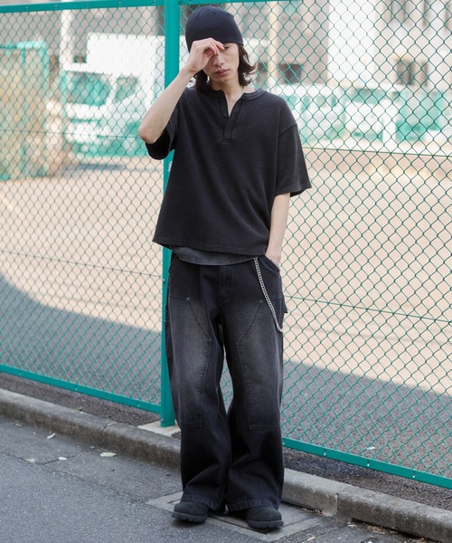 WEGO(ウィゴー)の「WEGO/【26年春夏新作】ワッフルヘンリーネックT(Tシャツ/カットソー・メンズ・ホワイト/ブラック系その他/ブラック・LARGE/MEDIUM)」の7枚目の写真