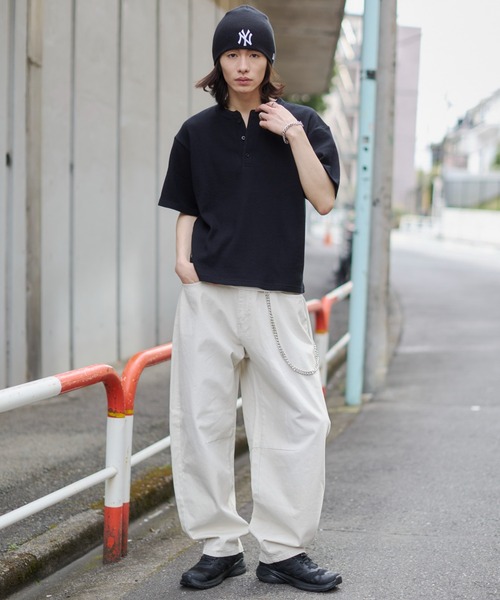 WEGO(ウィゴー)の「WEGO/【26年春夏新作】ワッフルヘンリーネックT(Tシャツ/カットソー・メンズ・ホワイト/ブラック系その他/ブラック・LARGE/MEDIUM)」の6枚目の写真
