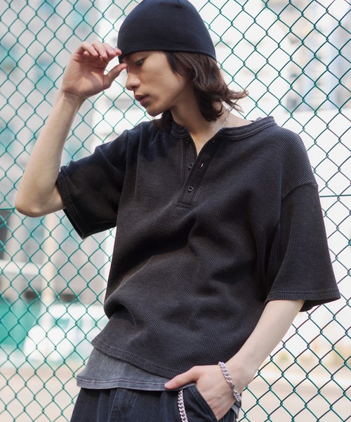 WEGO/【26年春夏新作】ワッフルヘンリーネックT（Tシャツ/カットソー