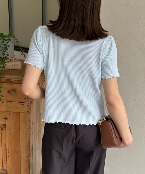 Thevon(ゼボン)の「ネックレースドッキング半袖ニットカーディガン(カーディガン/ボレロ・レディース・サックスブルー/グレー/イエロー・FREE)」の14枚目の写真