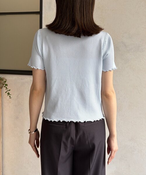 Thevon(ゼボン)の「ネックレースドッキング半袖ニットカーディガン(カーディガン/ボレロ・レディース・サックスブルー/グレー/イエロー・FREE)」の20枚目の写真