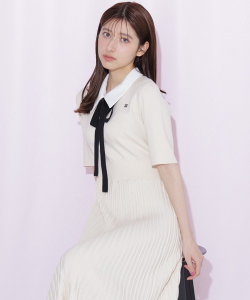JILL by JILL STUART(ジルバイジルスチュアート)の「襟付きプリーツニットワンピース(ワンピース・レディース・ブラウン/ホワイト/ブラック・FREE)」の20枚目の写真