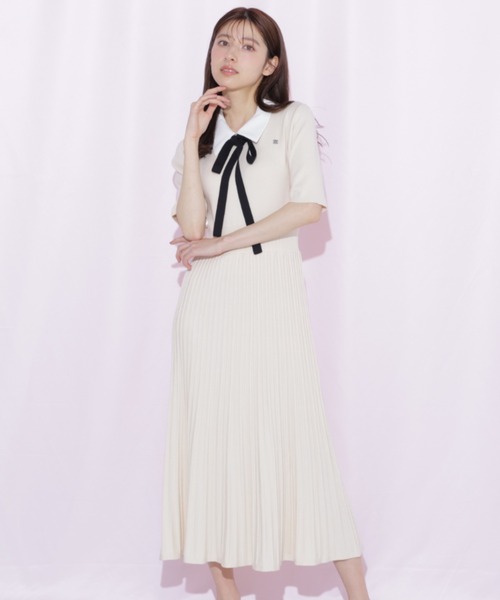 JILL by JILL STUART(ジルバイジルスチュアート)の「襟付きプリーツニットワンピース(ワンピース・レディース・ブラウン/ホワイト/ブラック・FREE)」の22枚目の写真