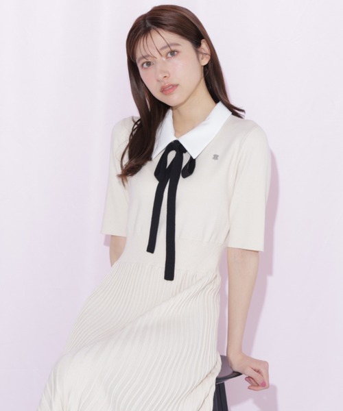 JILL by JILL STUART(ジルバイジルスチュアート)の「襟付きプリーツニットワンピース(ワンピース・レディース・ブラウン/ホワイト/ブラック・FREE)」の21枚目の写真