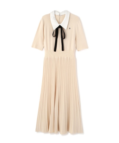 JILL by JILL STUART(ジルバイジルスチュアート)の「襟付きプリーツニットワンピース(ワンピース・レディース・ブラウン/ホワイト/ブラック・FREE)」の9枚目の写真