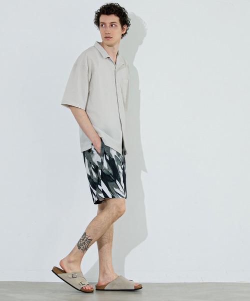 coca(coca)(コカ)の「変形メッシュ半袖オープンカラーシャツ(シャツ/ブラウス・メンズ・ブラック/ライトグレー・M/XL/L)」の6枚目の写真