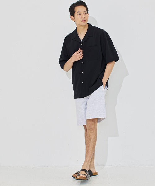 coca(coca)(コカ)の「変形メッシュ半袖オープンカラーシャツ(シャツ/ブラウス・メンズ・ブラック/ライトグレー・M/XL/L)」の8枚目の写真