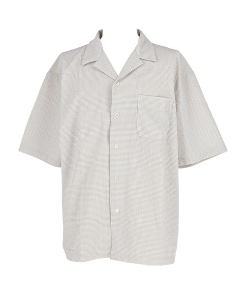 coca(coca)(コカ)の「変形メッシュ半袖オープンカラーシャツ(シャツ/ブラウス・メンズ・ブラック/ライトグレー・M/XL/L)」の14枚目の写真