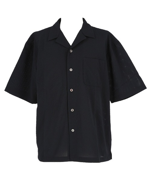 coca(coca)(コカ)の「変形メッシュ半袖オープンカラーシャツ(シャツ/ブラウス・メンズ・ブラック/ライトグレー・M/XL/L)」の15枚目の写真